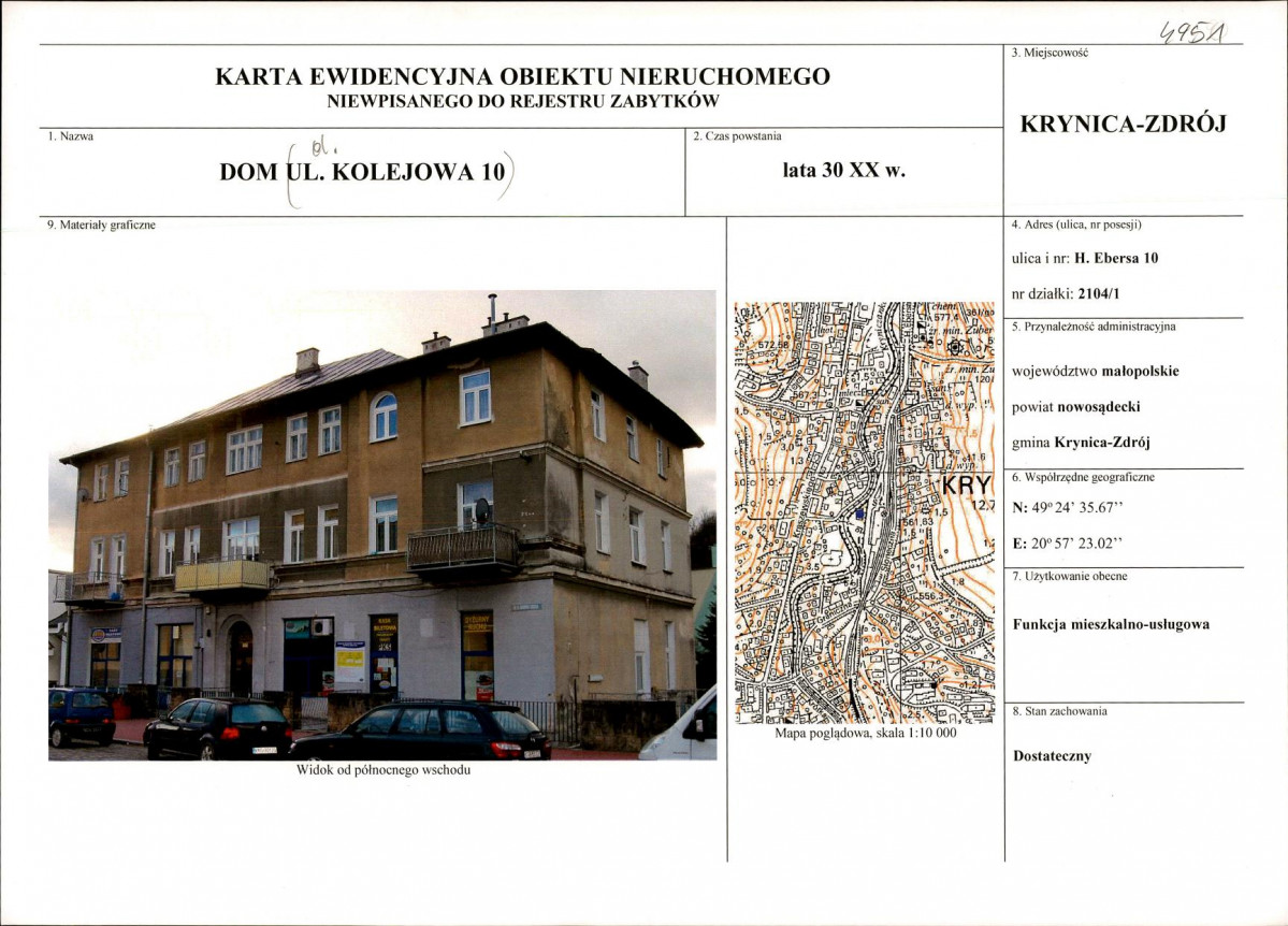 Karta obiektu niewpisanego do rejestru, skan nr 1