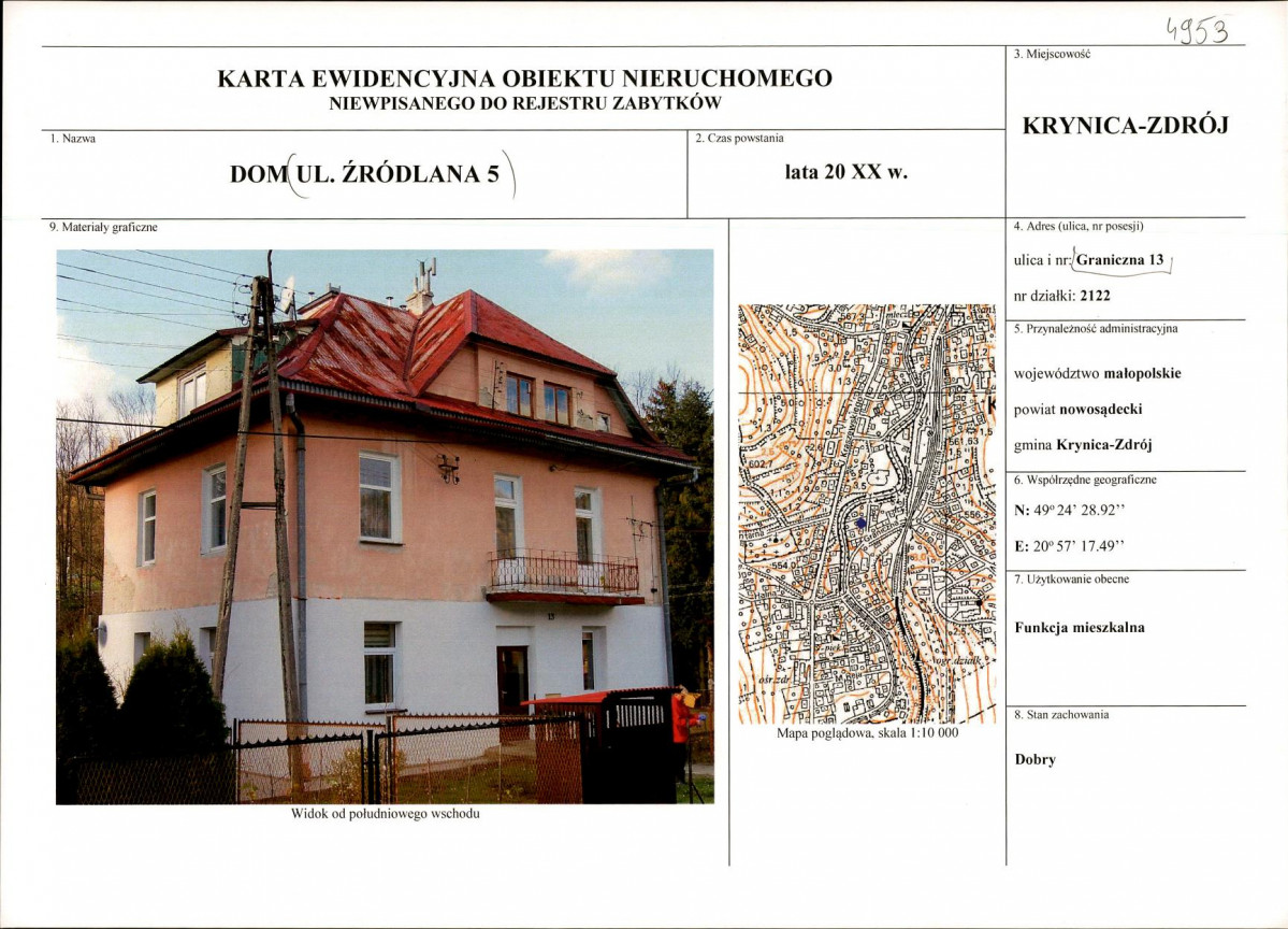 KEZN - Karta obiektu niewpisanego do rejestru, skan nr 1