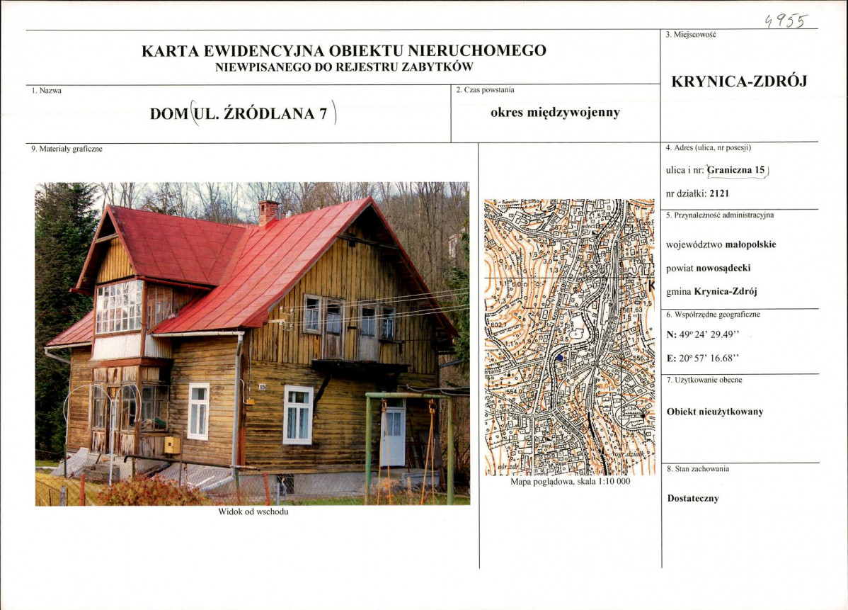 KEZN - Karta obiektu niewpisanego do rejestru, skan nr 1