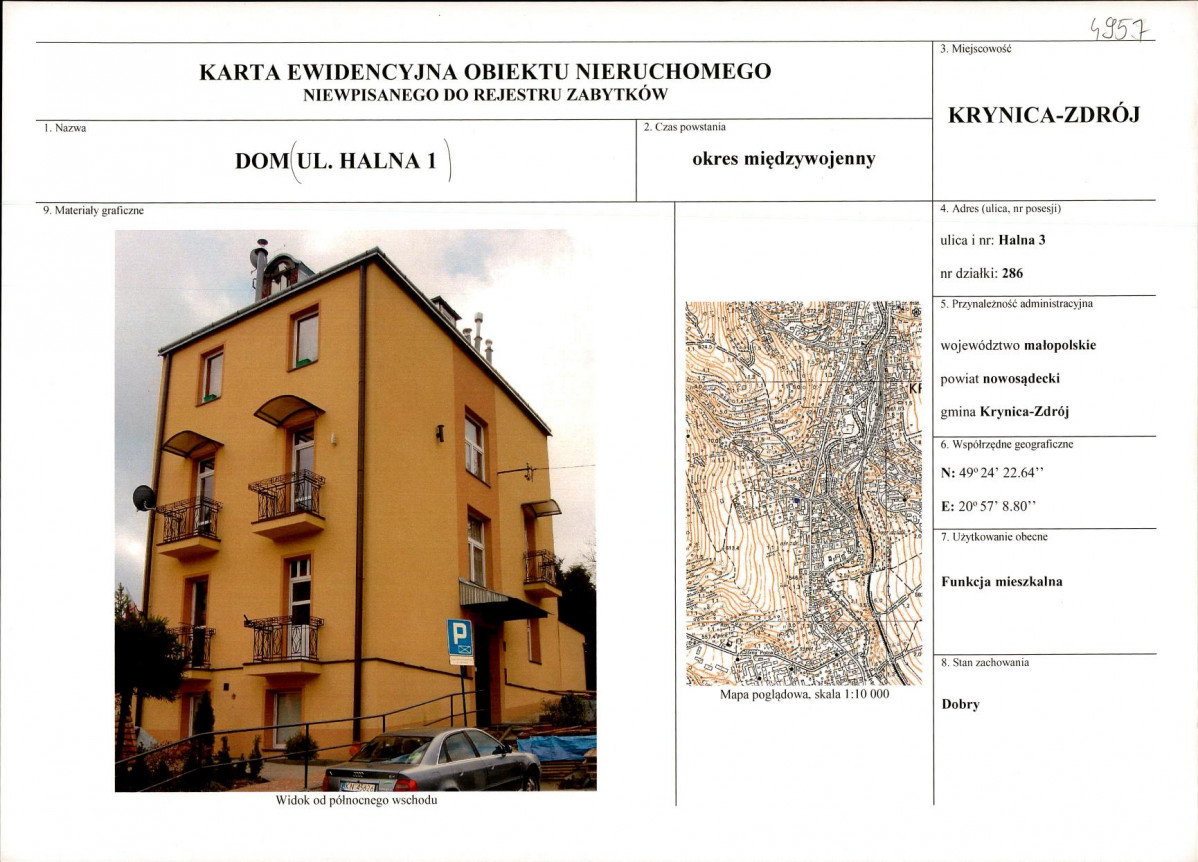 KEZN - Karta obiektu niewpisanego do rejestru, skan nr 1