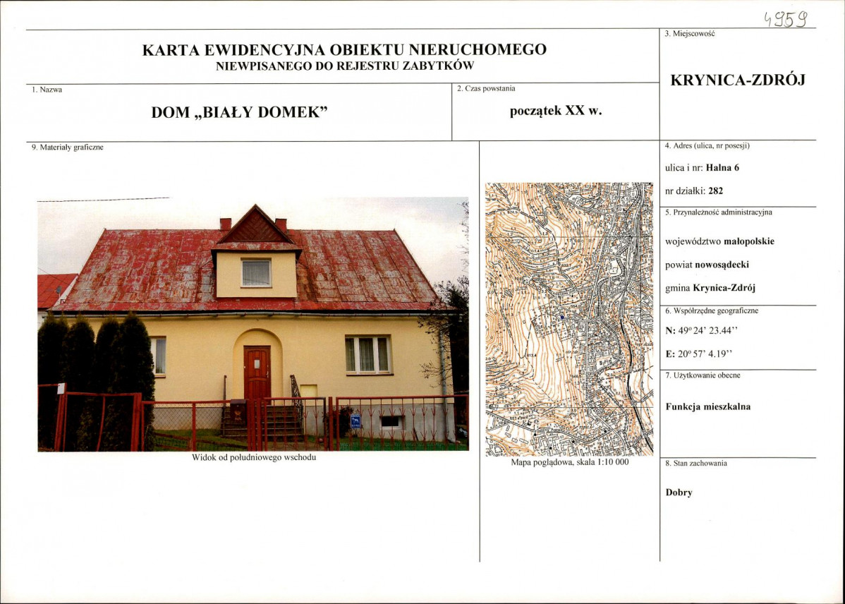 KEZN - Karta obiektu niewpisanego do rejestru, skan nr 1