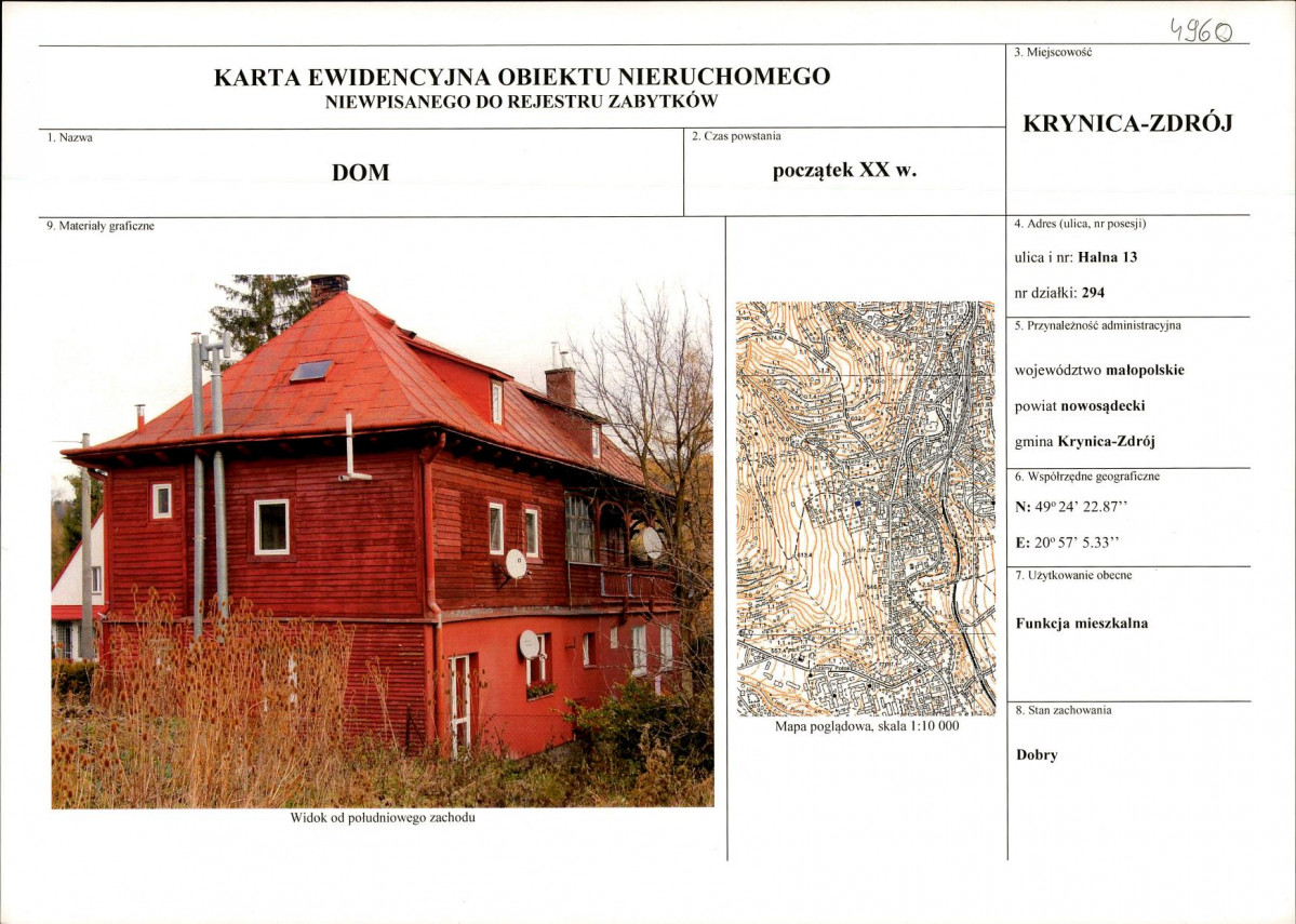 Karta obiektu niewpisanego do rejestru, skan nr 1