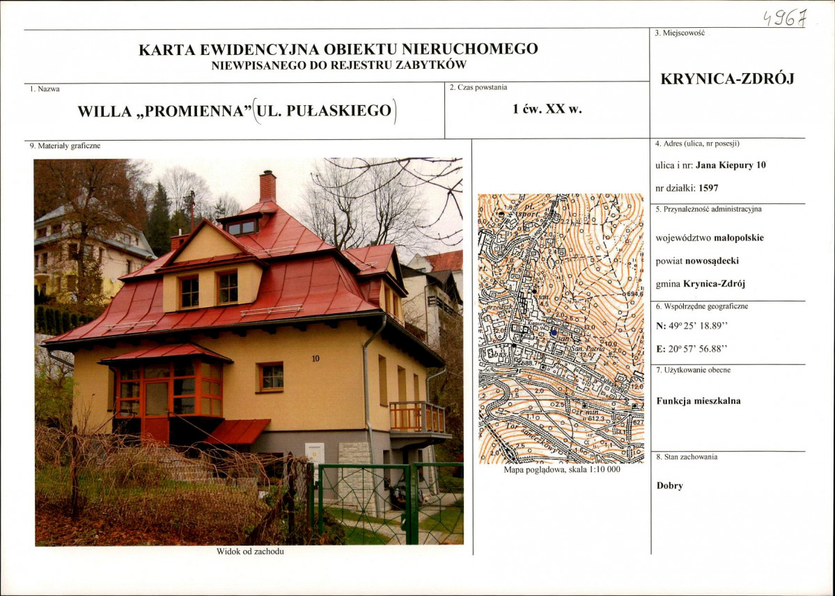 KEZN - Karta obiektu niewpisanego do rejestru, skan nr 1
