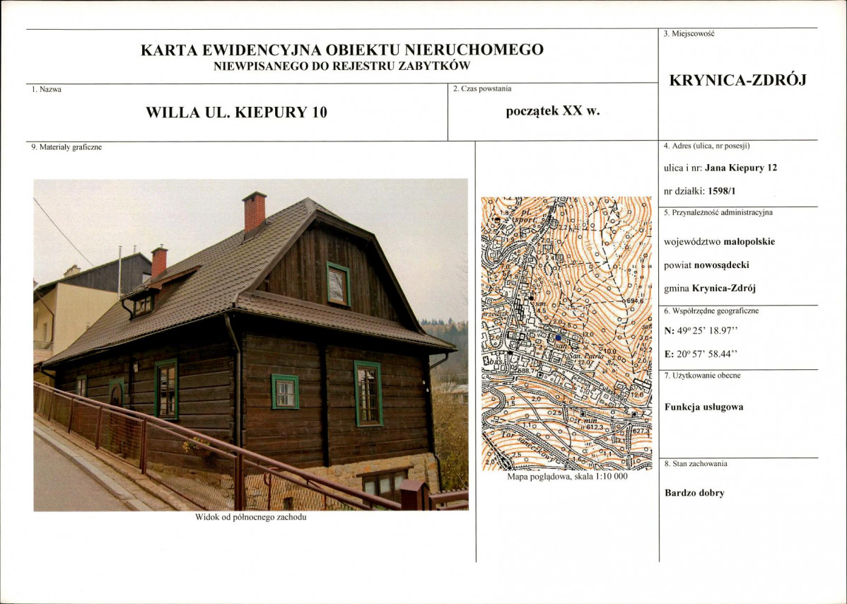 KEZN - Karta obiektu niewpisanego do rejestru, skan nr 1