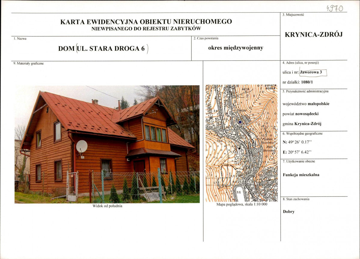 KEZN - Karta obiektu niewpisanego do rejestru, skan nr 1