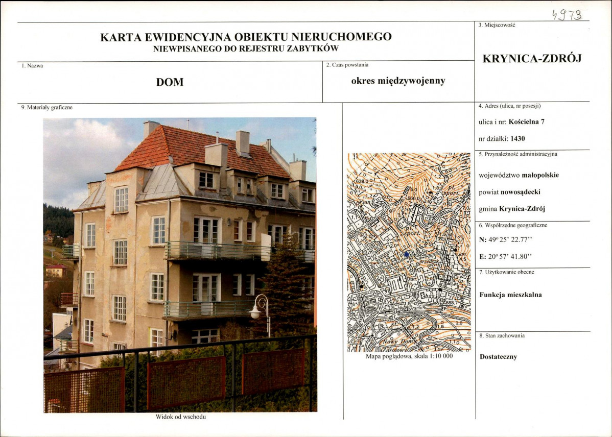 KEZN - Karta obiektu niewpisanego do rejestru, skan nr 1