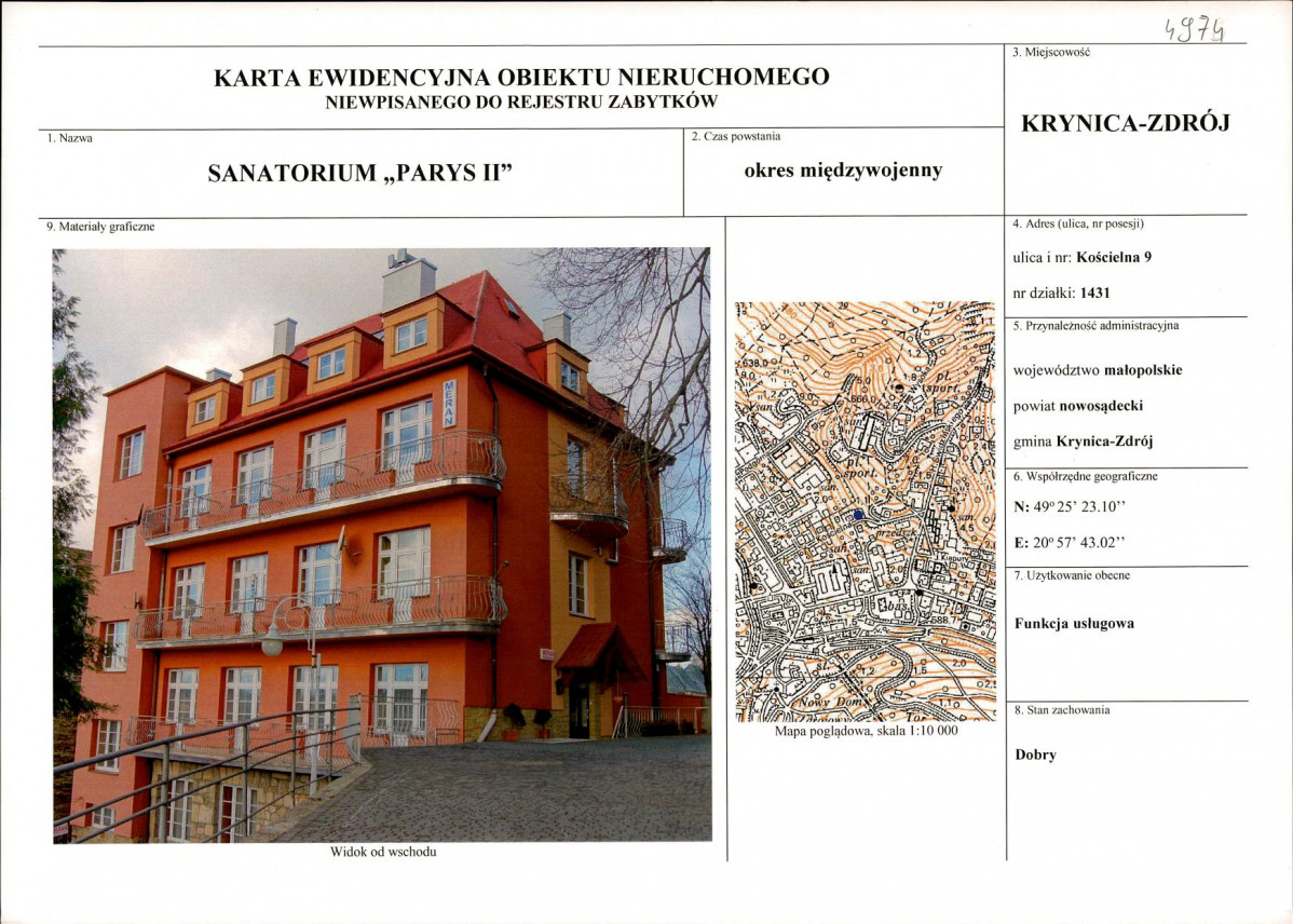 KEZN - Karta obiektu niewpisanego do rejestru, skan nr 1