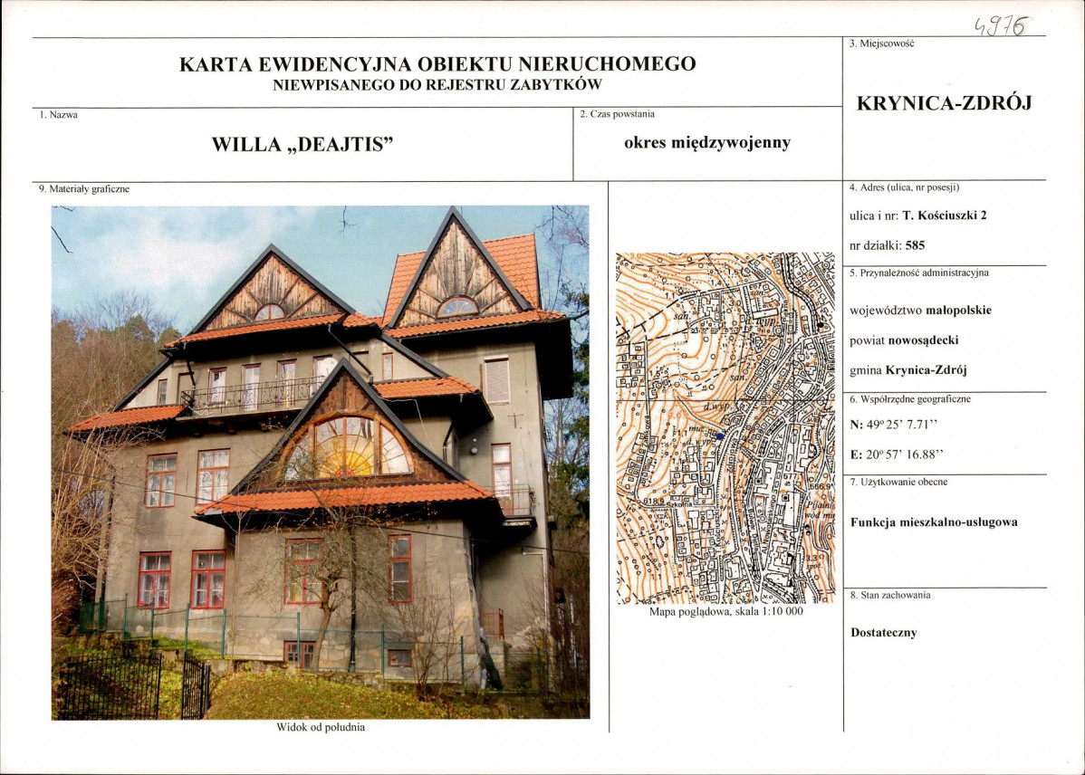 KEZN - Karta obiektu niewpisanego do rejestru, skan nr 1