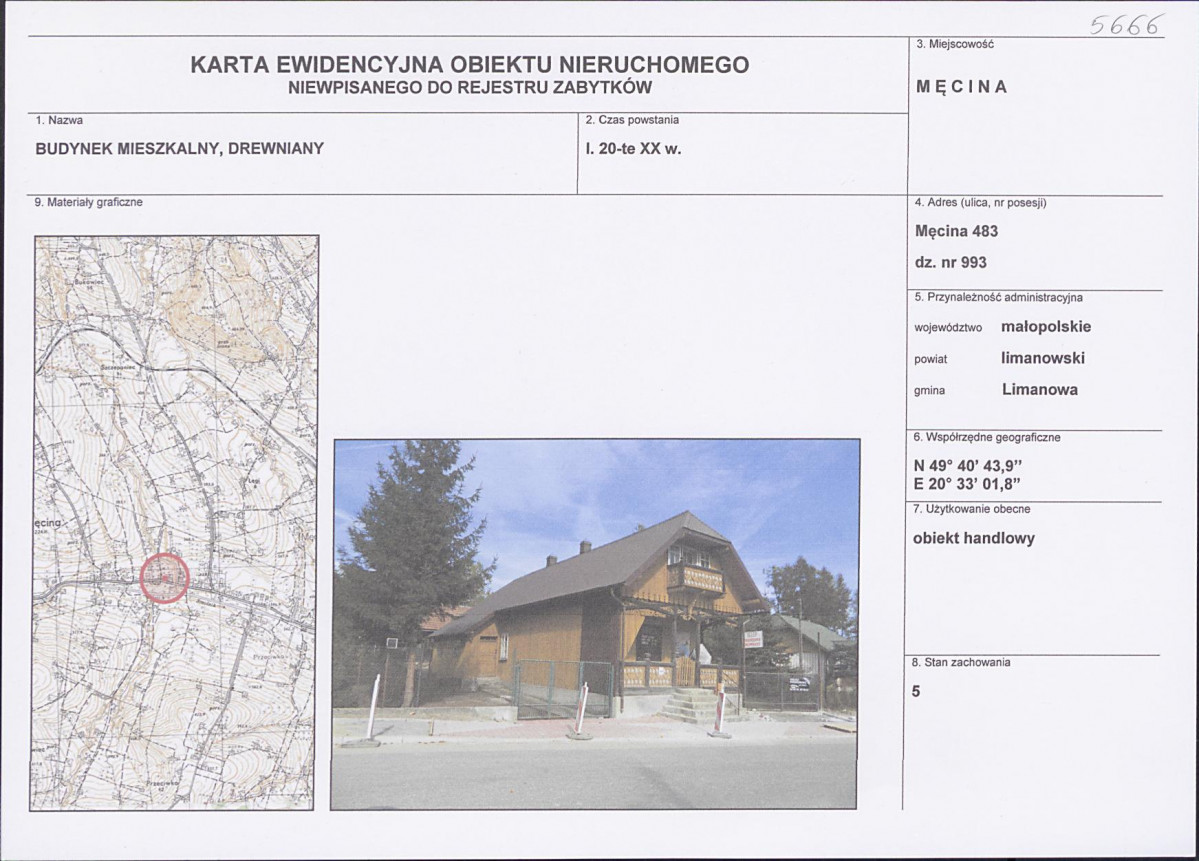 KEZN - Karta obiektu niewpisanego do rejestru, skan nr 1