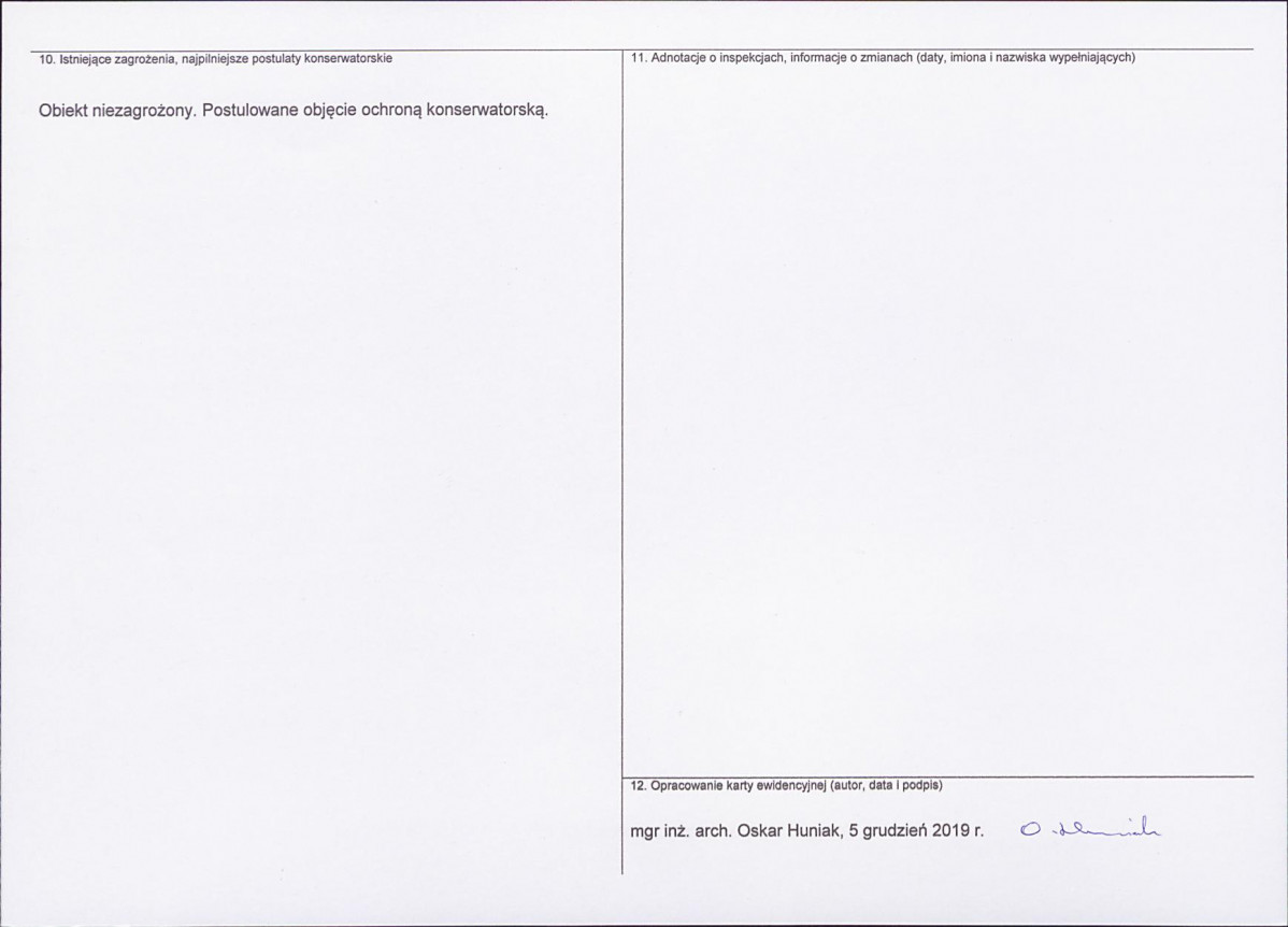 KEZN - Karta obiektu niewpisanego do rejestru, skan nr 2