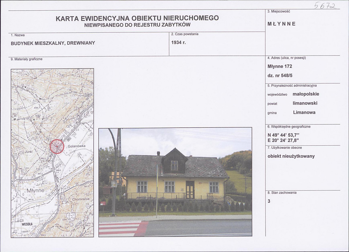 KEZN - Karta obiektu niewpisanego do rejestru, skan nr 1
