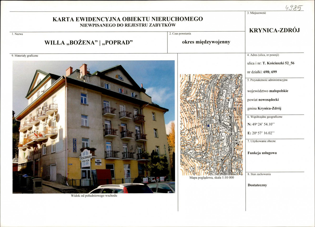 KEZN - Karta obiektu niewpisanego do rejestru, skan nr 1