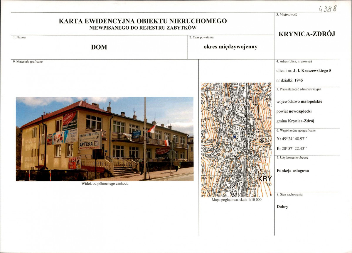 KEZN - Karta obiektu niewpisanego do rejestru, skan nr 1