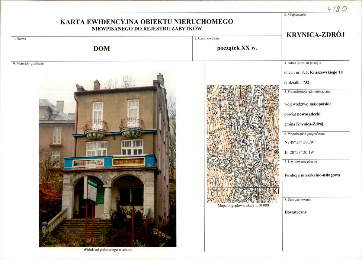 KEZN - Karta obiektu niewpisanego do rejestru, skan nr 1