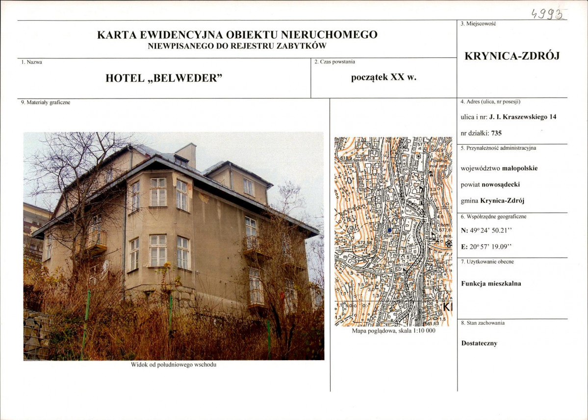 KEZN - Karta obiektu niewpisanego do rejestru, skan nr 1