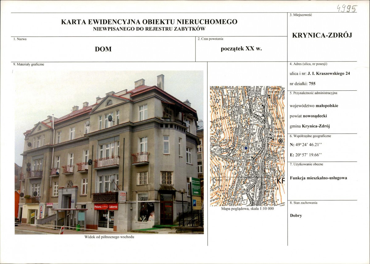 KEZN - Karta obiektu niewpisanego do rejestru, skan nr 1