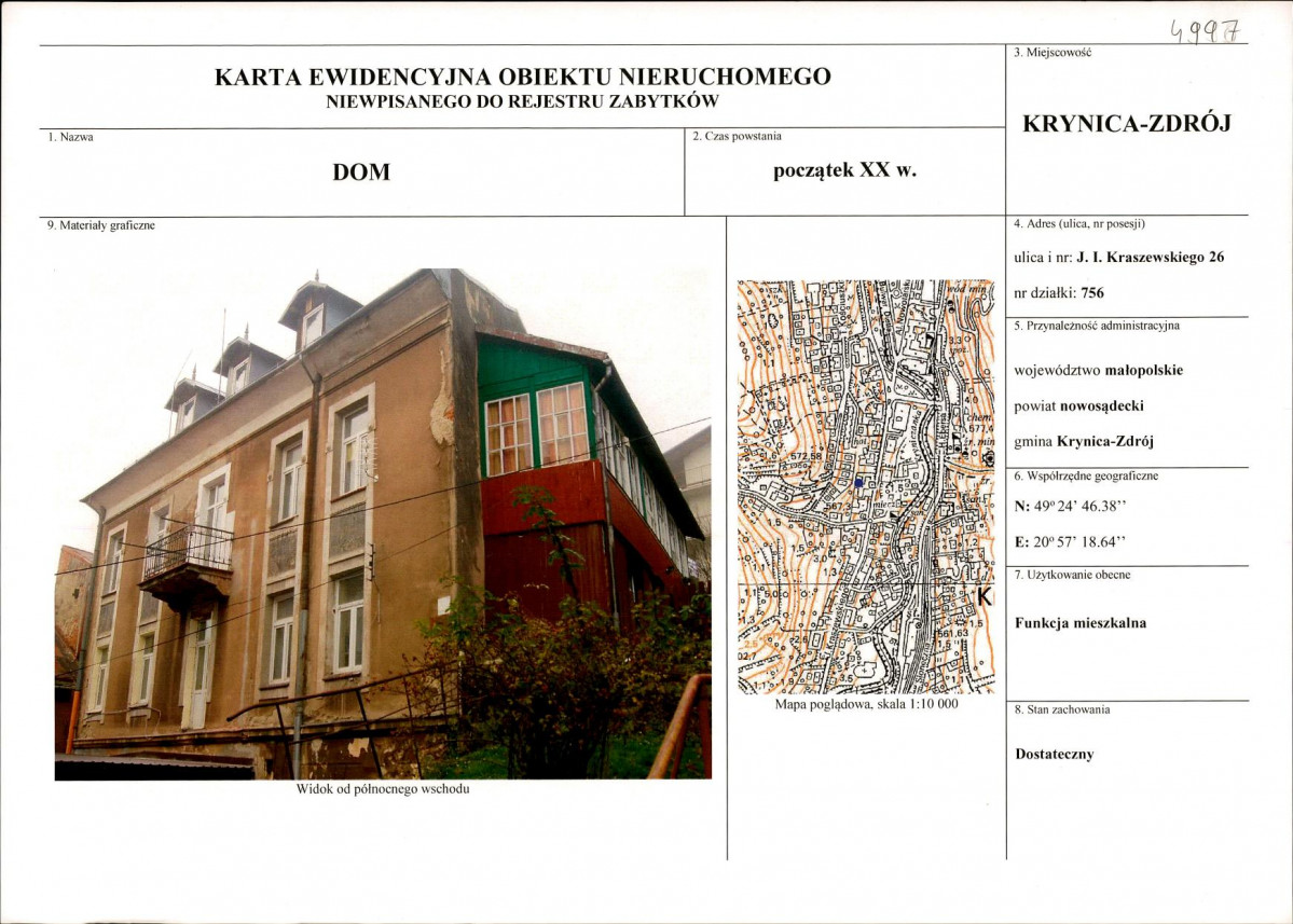 KEZN - Karta obiektu niewpisanego do rejestru, skan nr 1