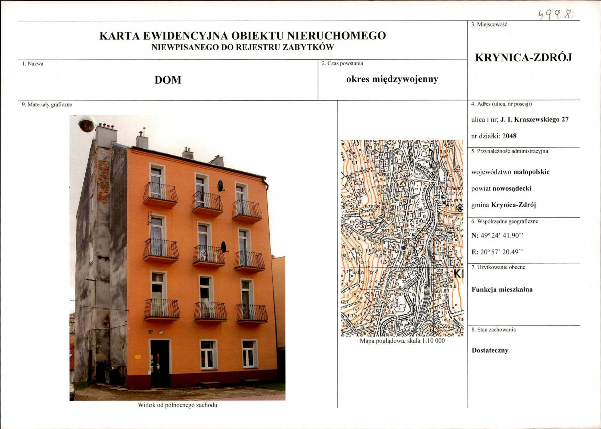 KEZN - Karta obiektu niewpisanego do rejestru, skan nr 1