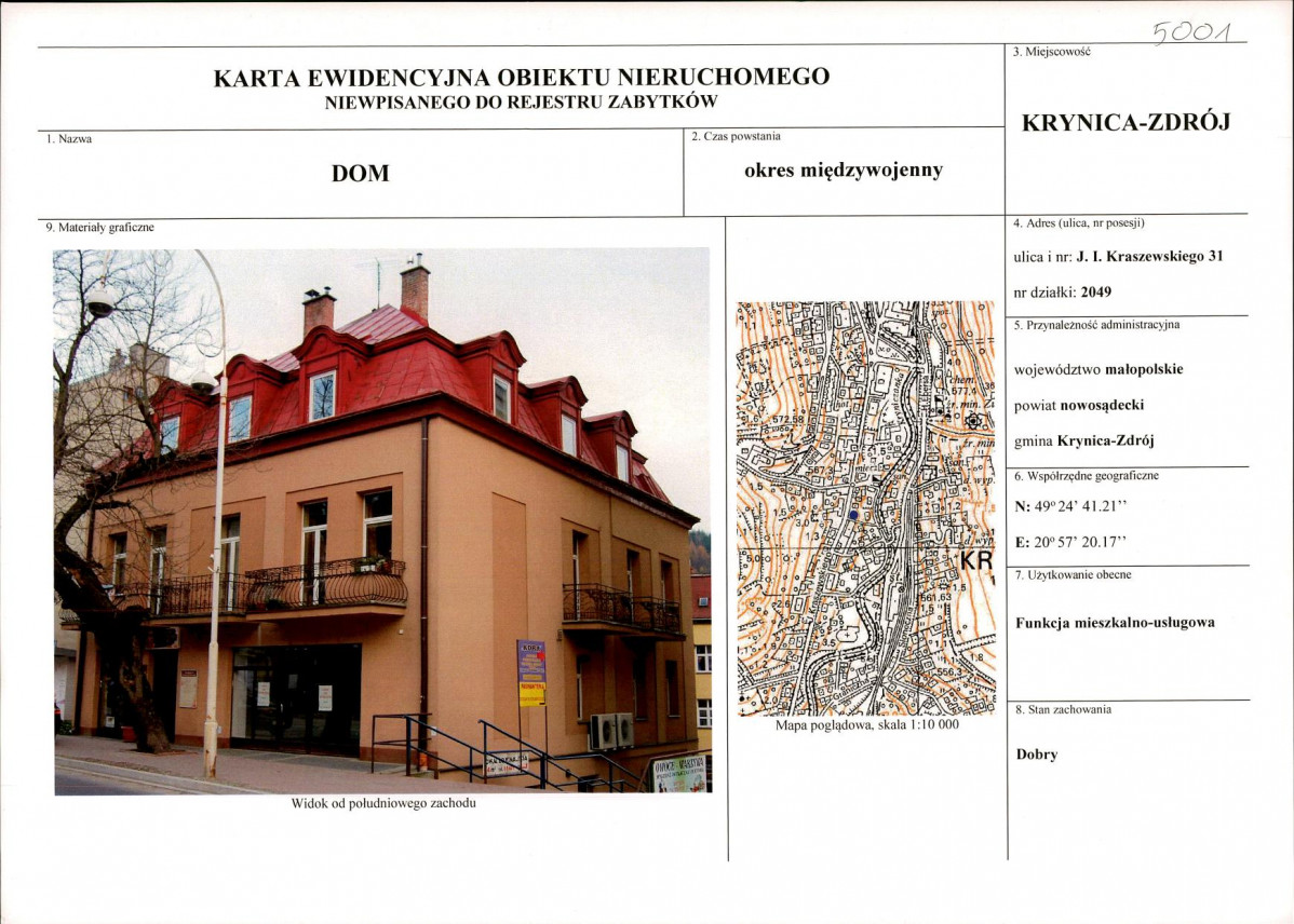 KEZN - Karta obiektu niewpisanego do rejestru, skan nr 1