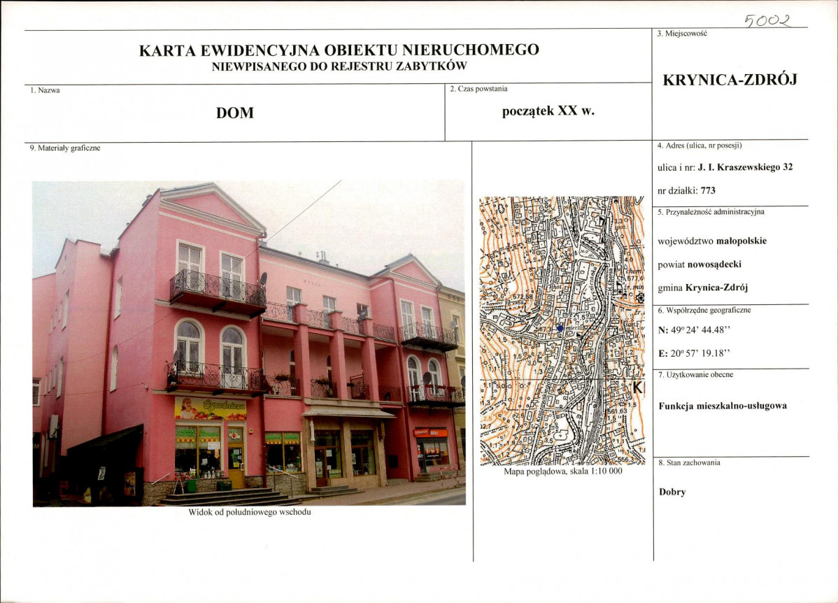 KEZN - Karta obiektu niewpisanego do rejestru, skan nr 1