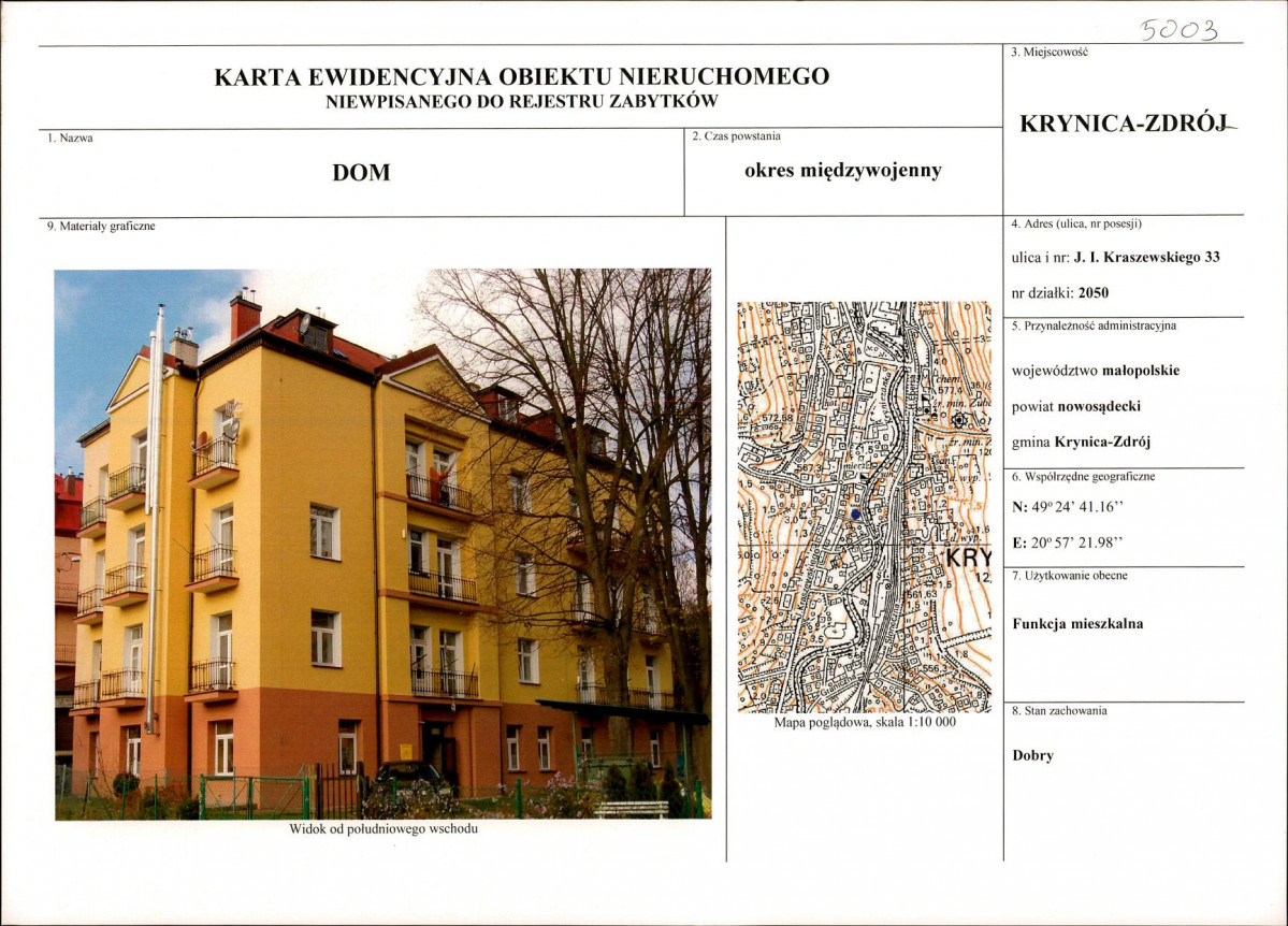 KEZN - Karta obiektu niewpisanego do rejestru, skan nr 1