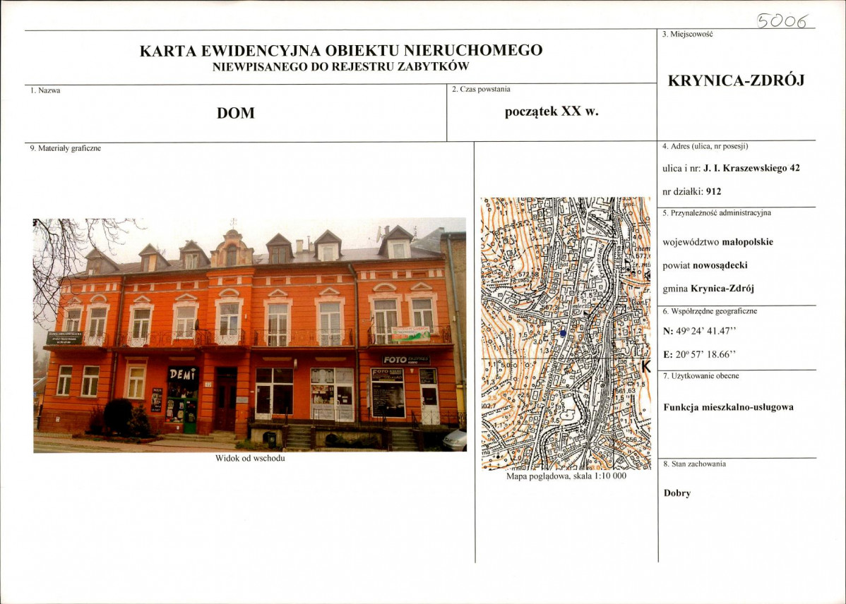 KEZN - Karta obiektu niewpisanego do rejestru, skan nr 1