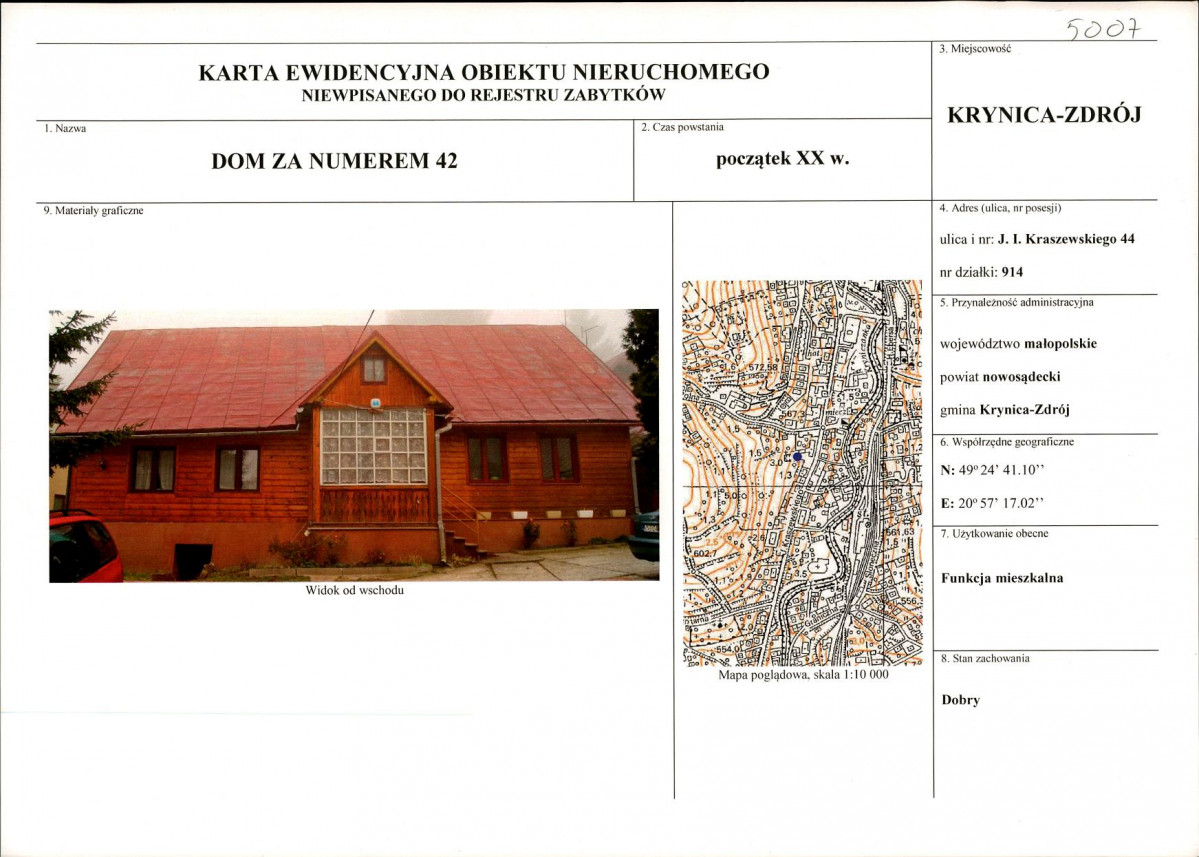 KEZN - Karta obiektu niewpisanego do rejestru, skan nr 1