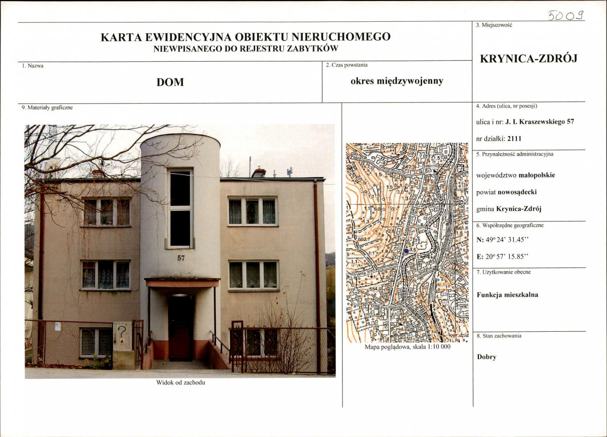 KEZN - Karta obiektu niewpisanego do rejestru, skan nr 1