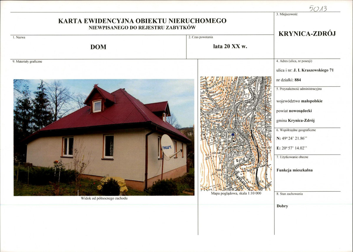 KEZN - Karta obiektu niewpisanego do rejestru, skan nr 1