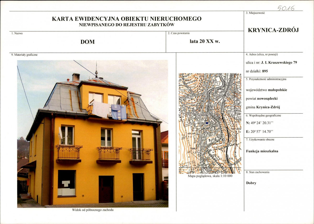 KEZN - Karta obiektu niewpisanego do rejestru, skan nr 1