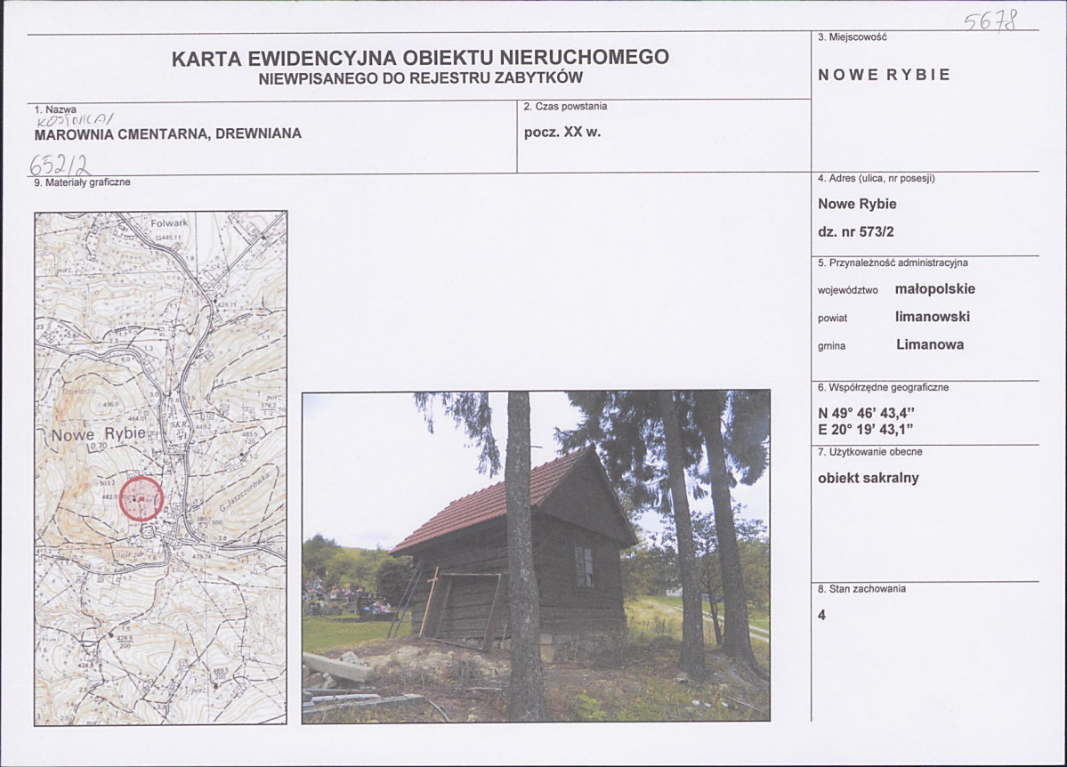 KEZN - Karta obiektu niewpisanego do rejestru, skan nr 1