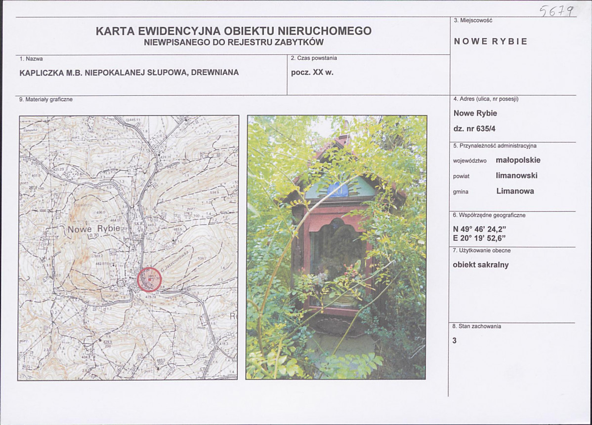 KEZN - Karta obiektu niewpisanego do rejestru, skan nr 1