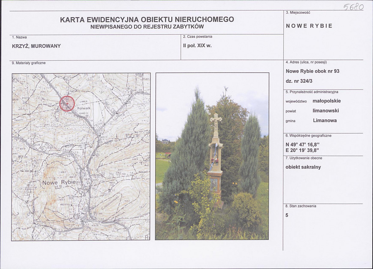 KEZN - Karta obiektu niewpisanego do rejestru, skan nr 1