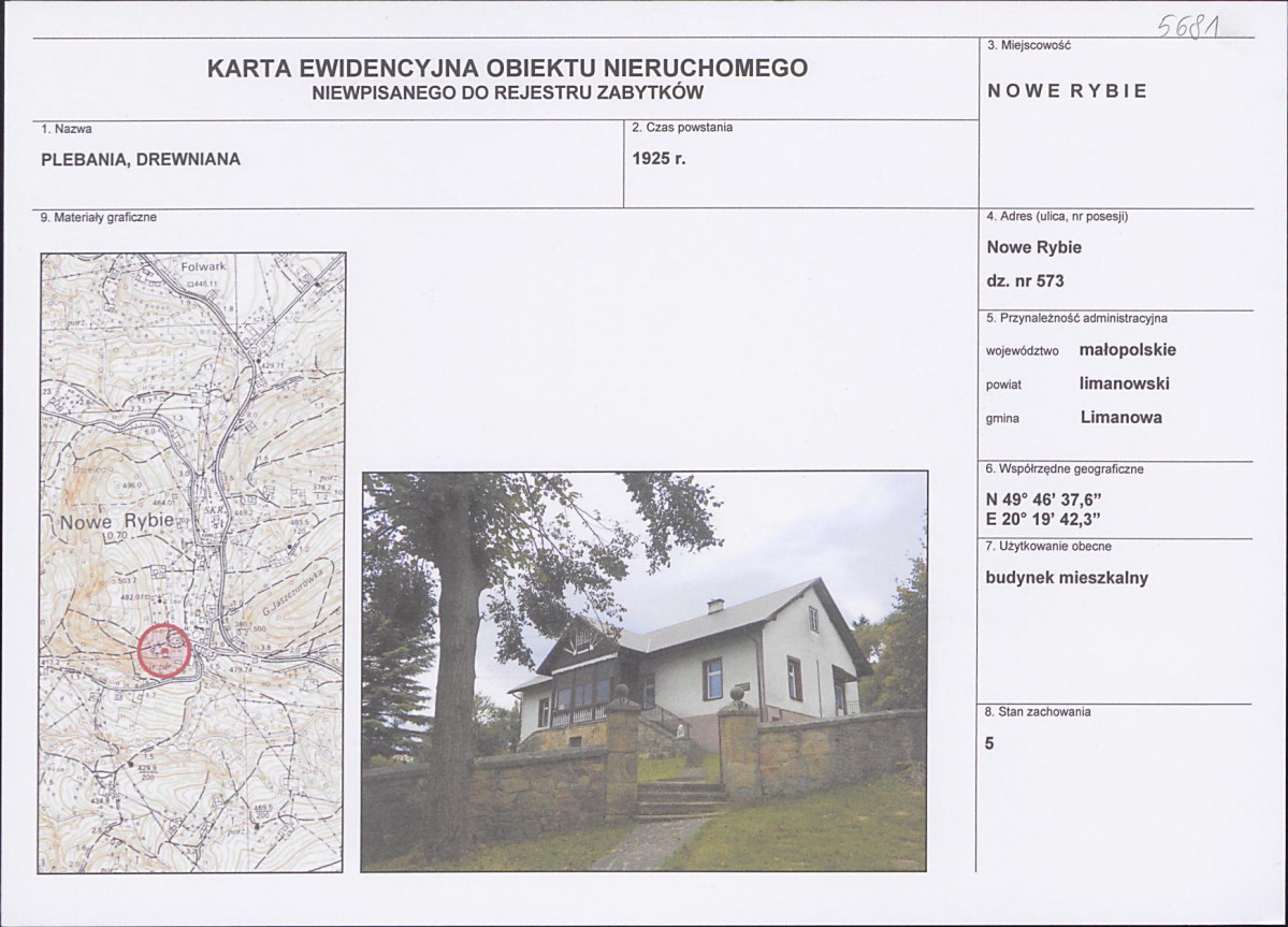 KEZN - Karta obiektu niewpisanego do rejestru, skan nr 1