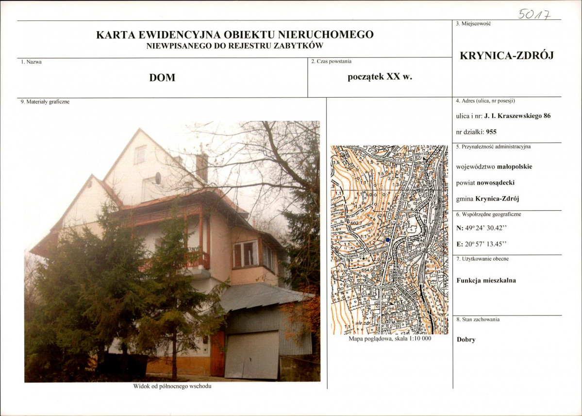 KEZN - Karta obiektu niewpisanego do rejestru, skan nr 1