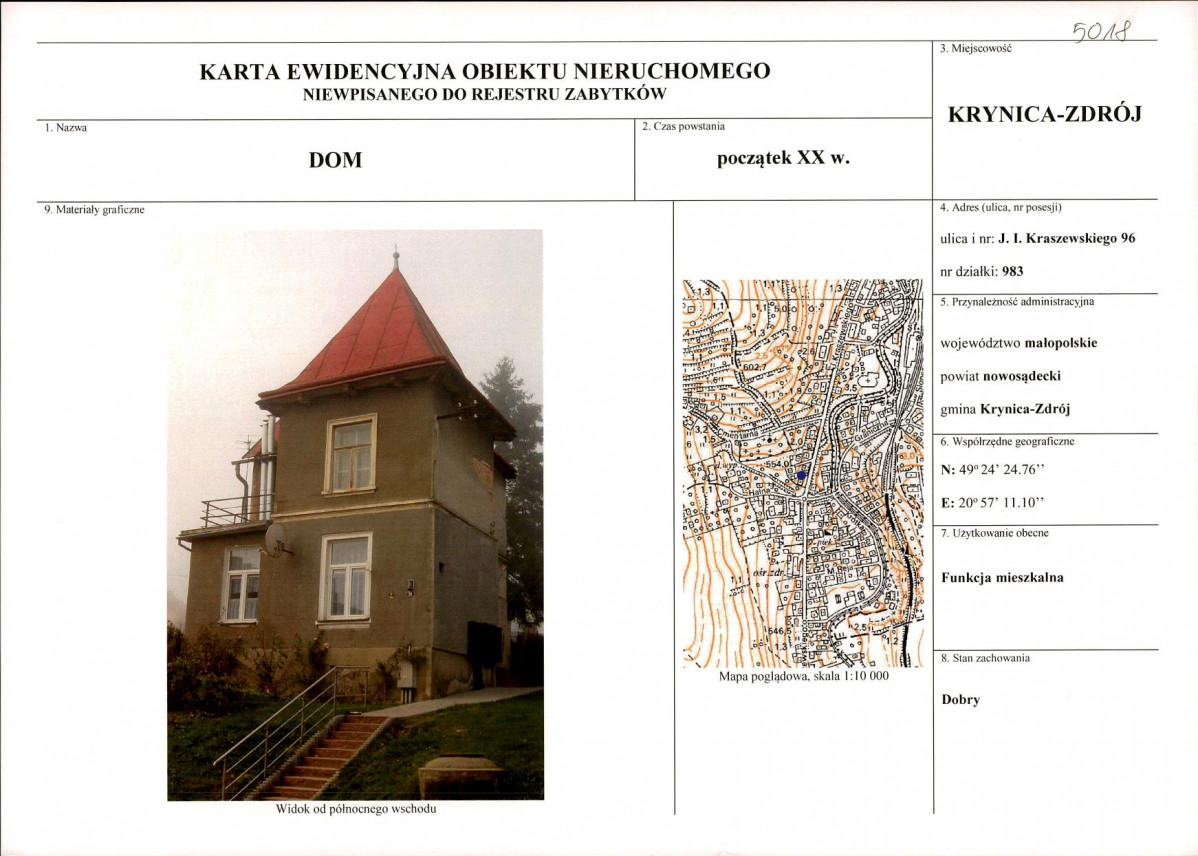 KEZN - Karta obiektu niewpisanego do rejestru, skan nr 1