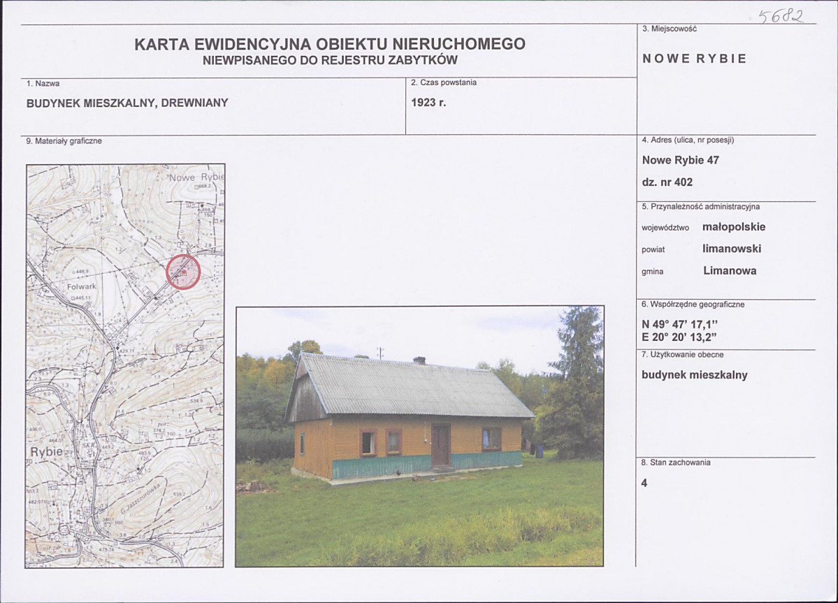 KEZN - Karta obiektu niewpisanego do rejestru, skan nr 1