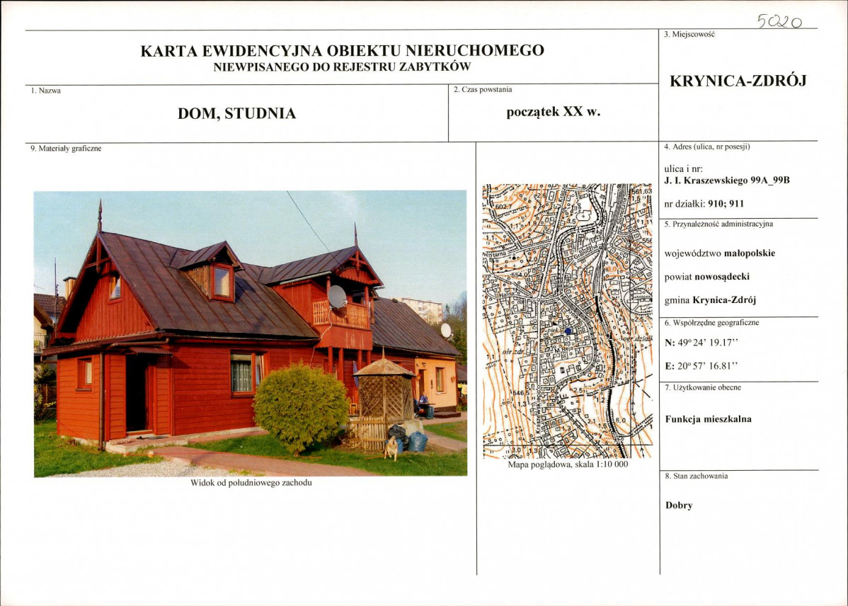 KEZN - Karta obiektu niewpisanego do rejestru, skan nr 1