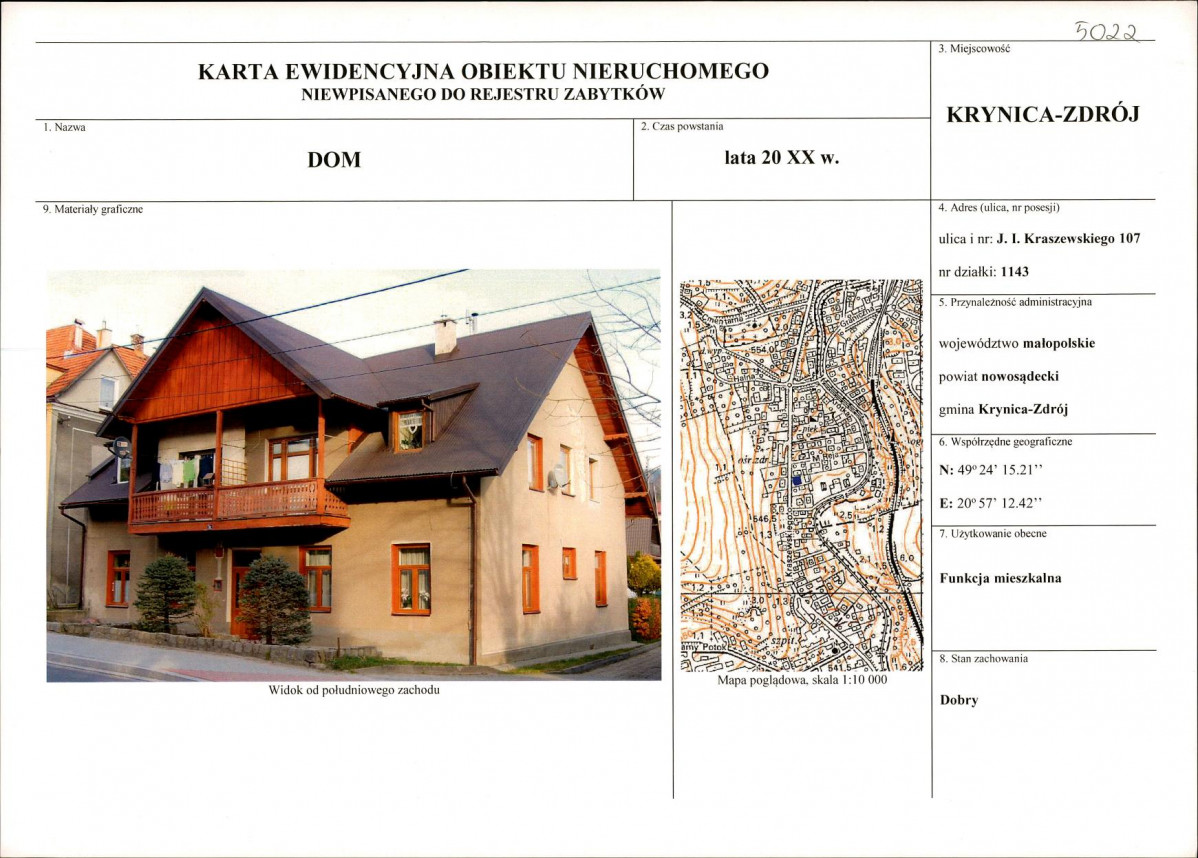 KEZN - Karta obiektu niewpisanego do rejestru, skan nr 1