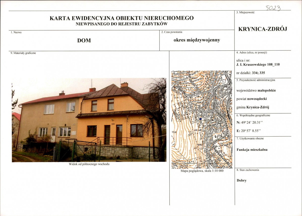 KEZN - Karta obiektu niewpisanego do rejestru, skan nr 1