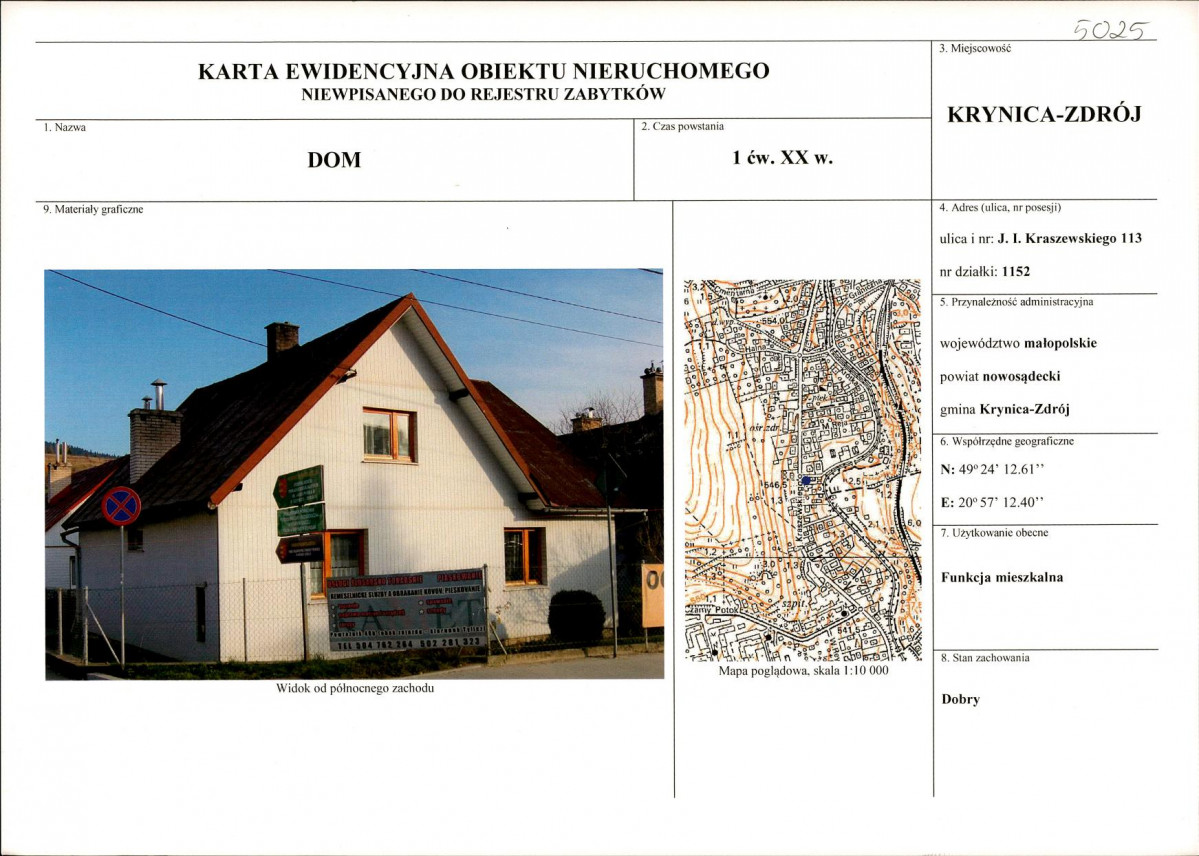 KEZN - Karta obiektu niewpisanego do rejestru, skan nr 1