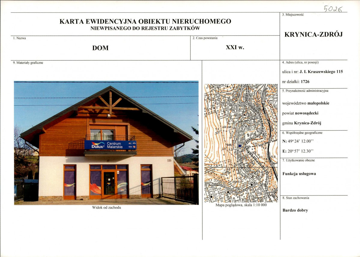 KEZN - Karta obiektu niewpisanego do rejestru, skan nr 1