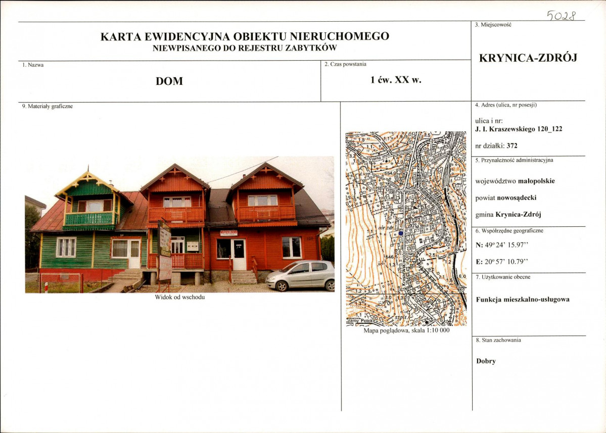 KEZN - Karta obiektu niewpisanego do rejestru, skan nr 1
