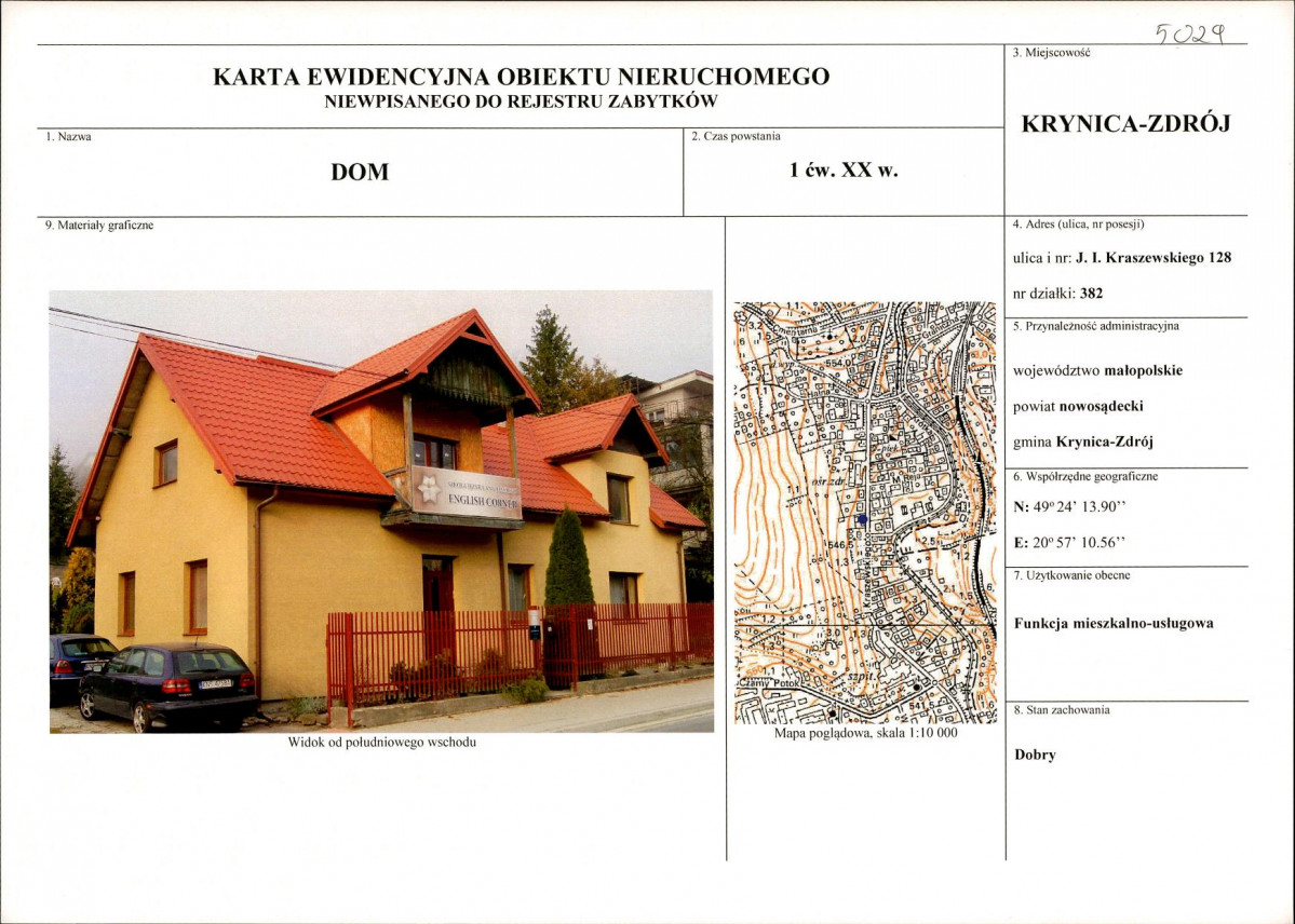 KEZN - Karta obiektu niewpisanego do rejestru, skan nr 1