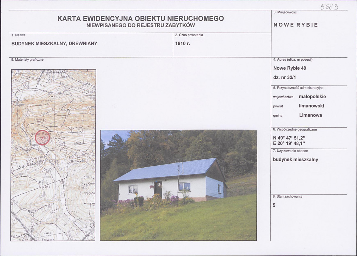 KEZN - Karta obiektu niewpisanego do rejestru, skan nr 1