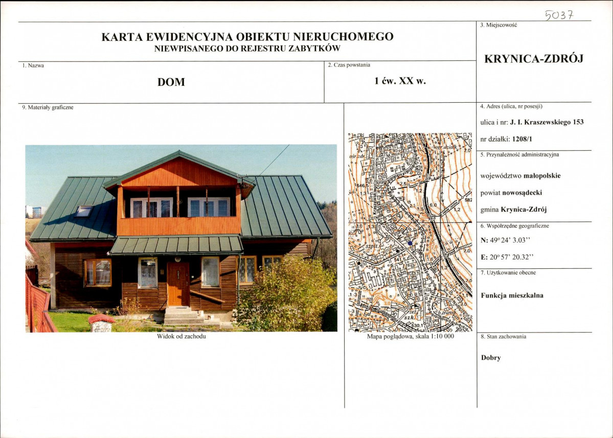 KEZN - Karta obiektu niewpisanego do rejestru, skan nr 1