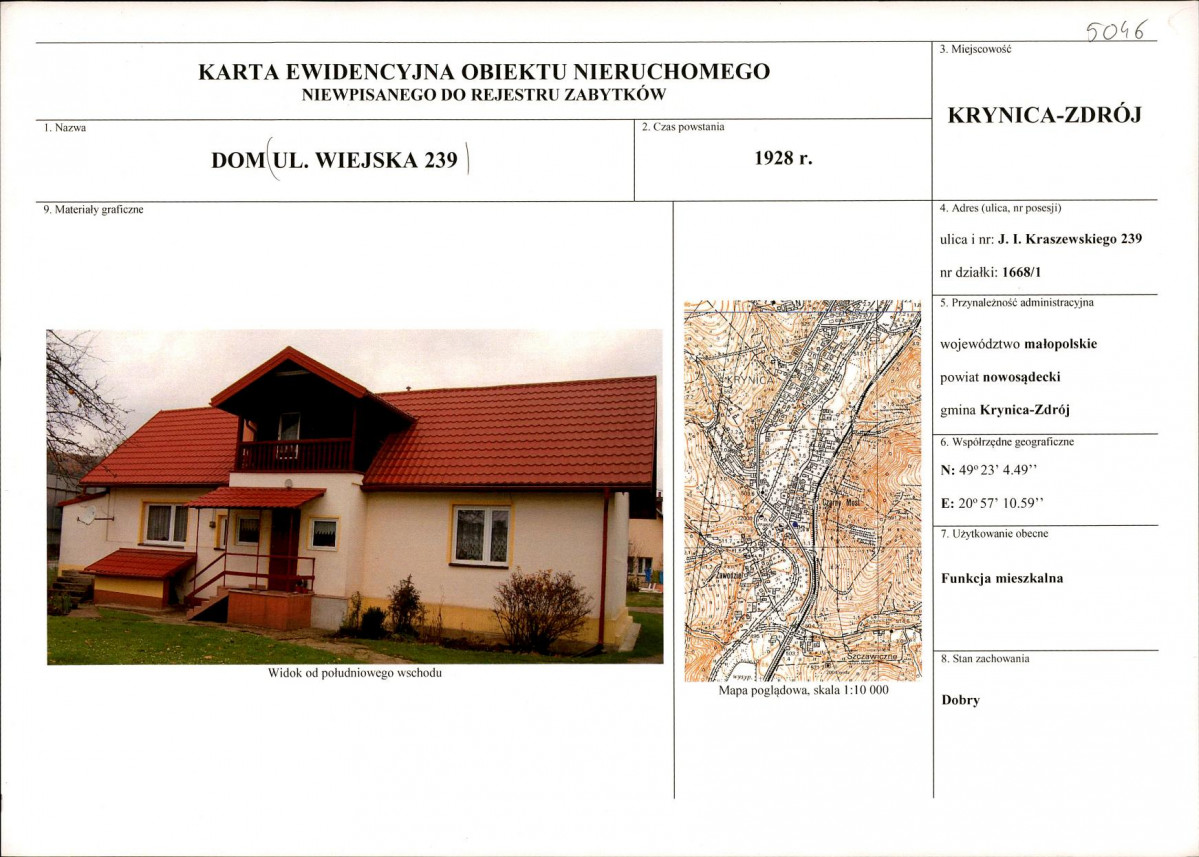 KEZN - Karta obiektu niewpisanego do rejestru, skan nr 1