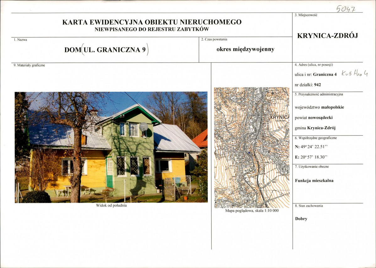 KEZN - Karta obiektu niewpisanego do rejestru, skan nr 1