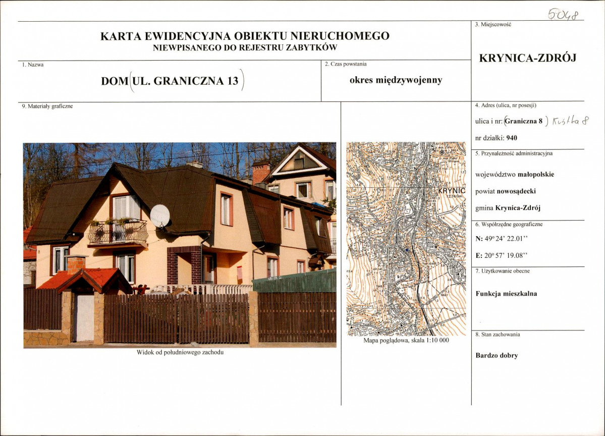 KEZN - Karta obiektu niewpisanego do rejestru, skan nr 1
