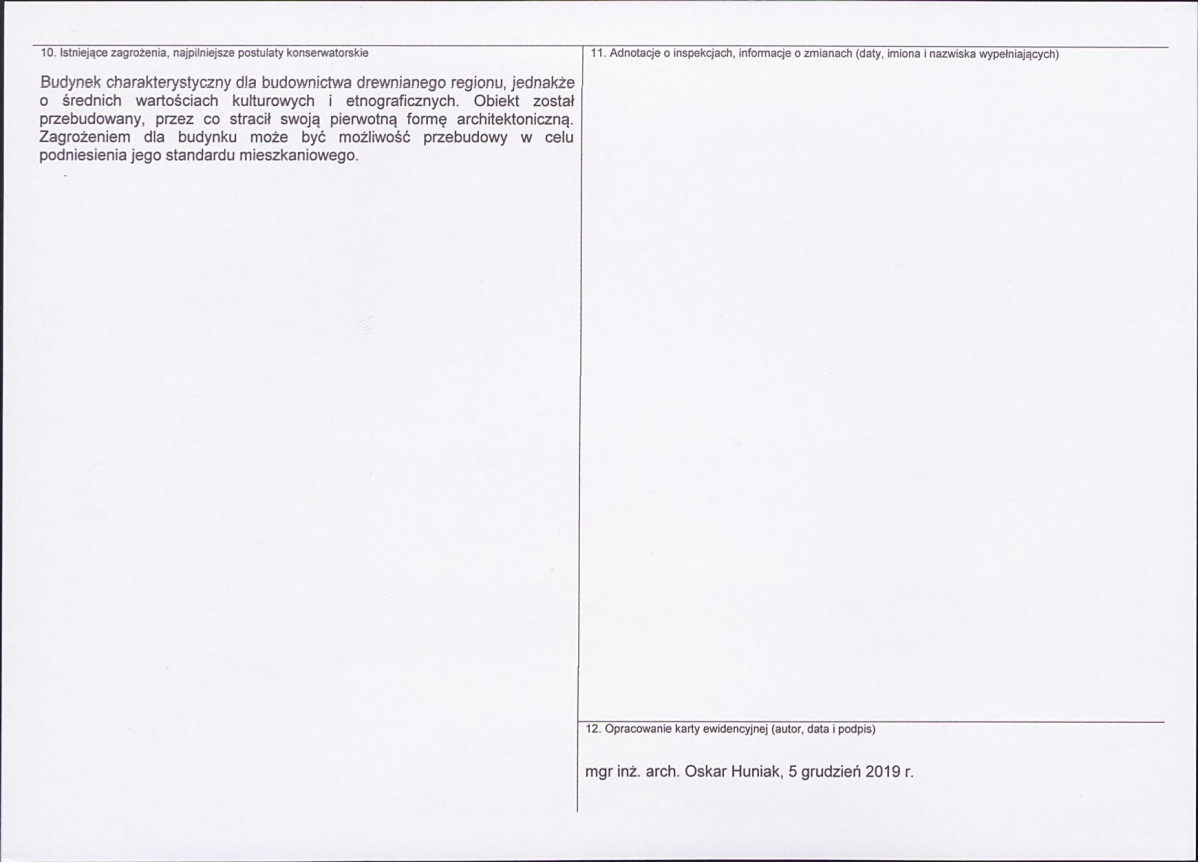 Karta obiektu niewpisanego do rejestru, skan nr 2